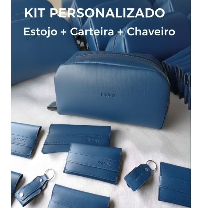 Kit Estojo Carteira Chaveiro Padrinho Personalizado com nome  caixa convite casamento em Oferta na Shopee