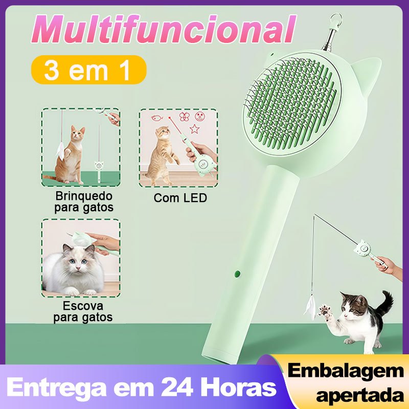Escova Removedora Rasqueadeira Brinquedo Inteligente a Laser 3 em 1 USB Recarregável para Gatos Multifuncional em Oferta na Shopee