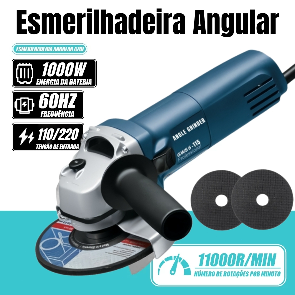 Esmerilhadeira e Lixadeira Angular 1000W 115mm 4.1/2 11000rpm em Oferta na Shopee