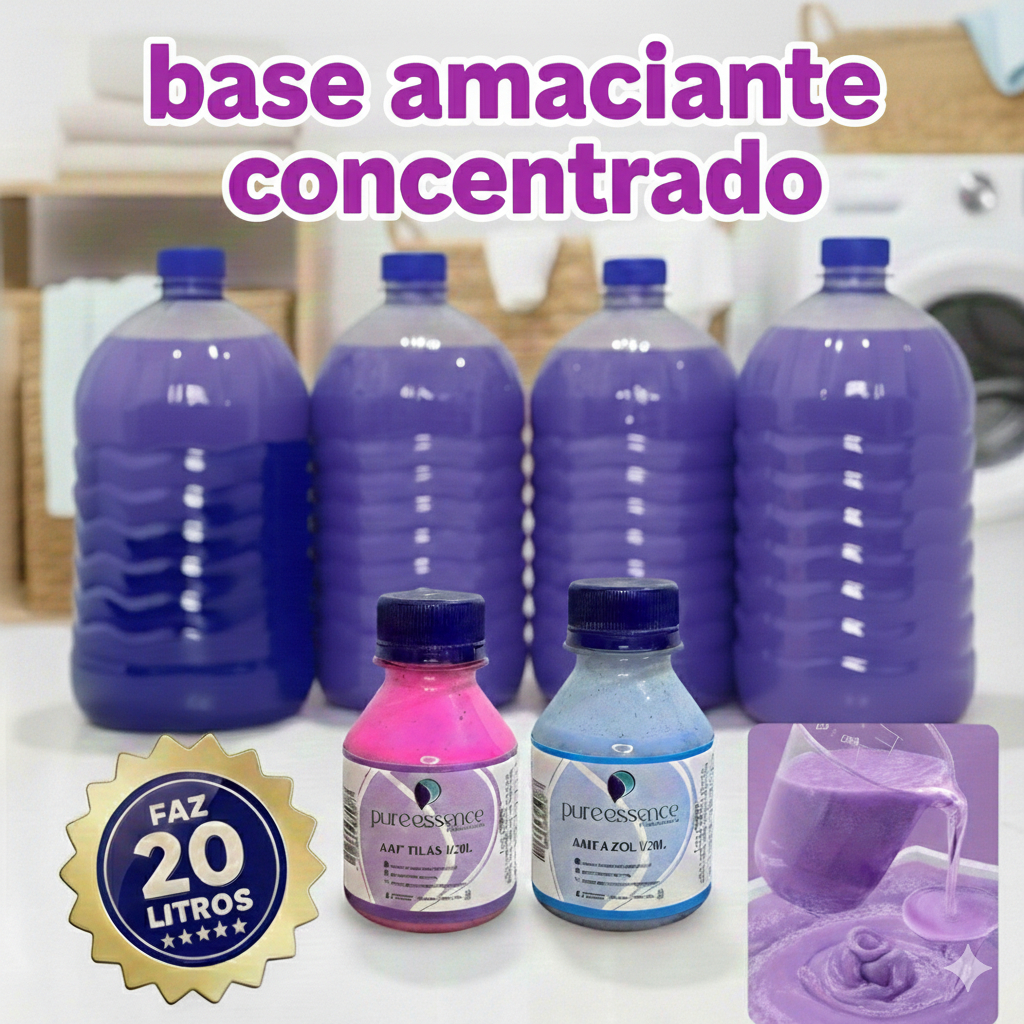 Base Amaciante Concentrada 100ml Rende 20 Litros pronto – Azul  Lilás Alta Fixação e Super Perfumado