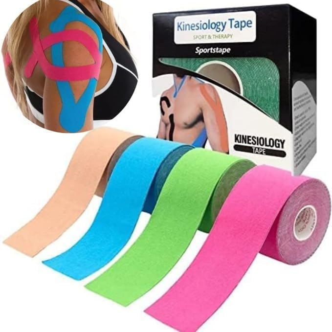 Fita Kinesio Kit 1/2/3/4 Tape Fisioterapia Bandagem Muscular Elástica Adesiva Para Lesão Aleatório