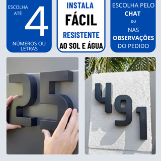 Números Residenciais Letras Caixa Alta 3D Kit com 1 a 4 uni Preto Cromado para Casa Comércio Fachada em Oferta na Shopee