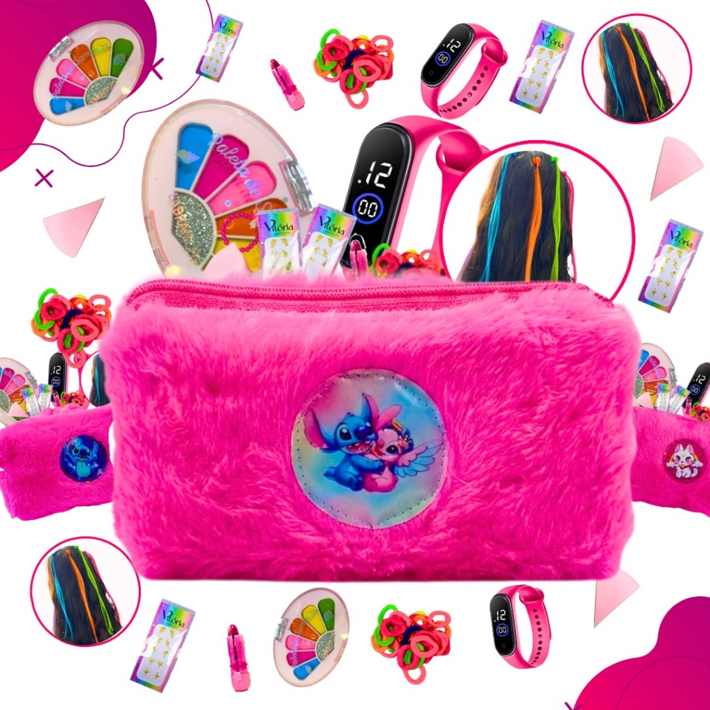 Kit De Maquiagem Infantil Com Bolsinha Make Completa em Oferta na Shopee