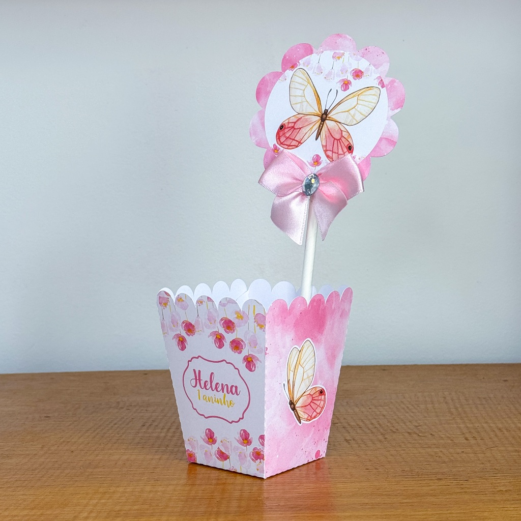 Kit Centro de mesa para aniverssário Tema Borboleta | Personalizado  | Enfeite Cachepô  |  Decoração