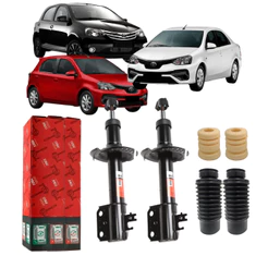 Kit Par Amortecedor Dianteiro Toyota Etios 1.3 1.5 16v + Kit Batente Coifa 2012 até 2021