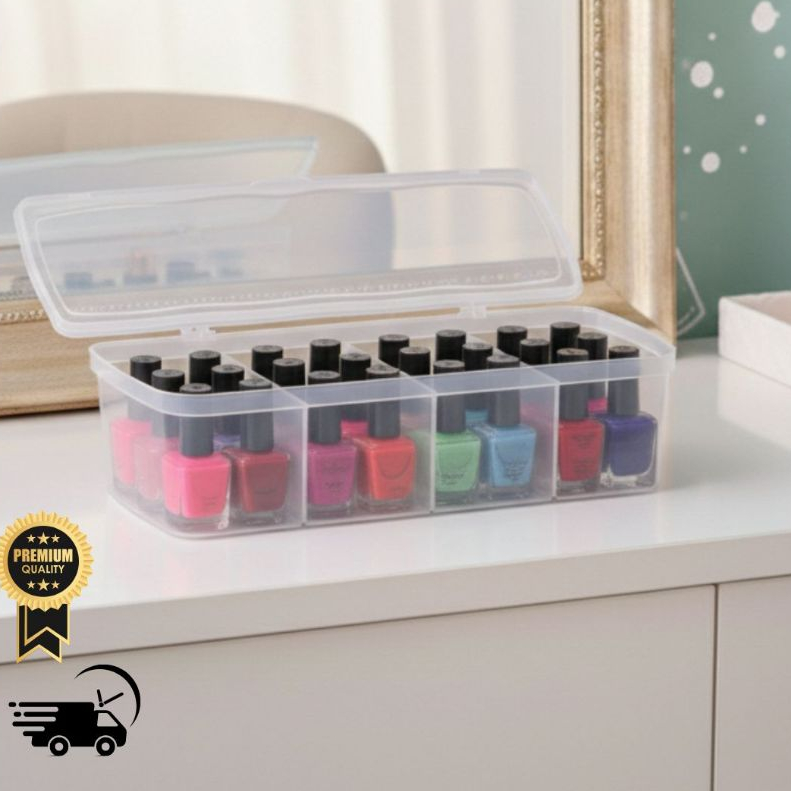 Organizador Porta Esmalte Bijuterias Anzol Remédios Ferramentas Costura com 4 Divisórias Caixa Box Resistente de plástic