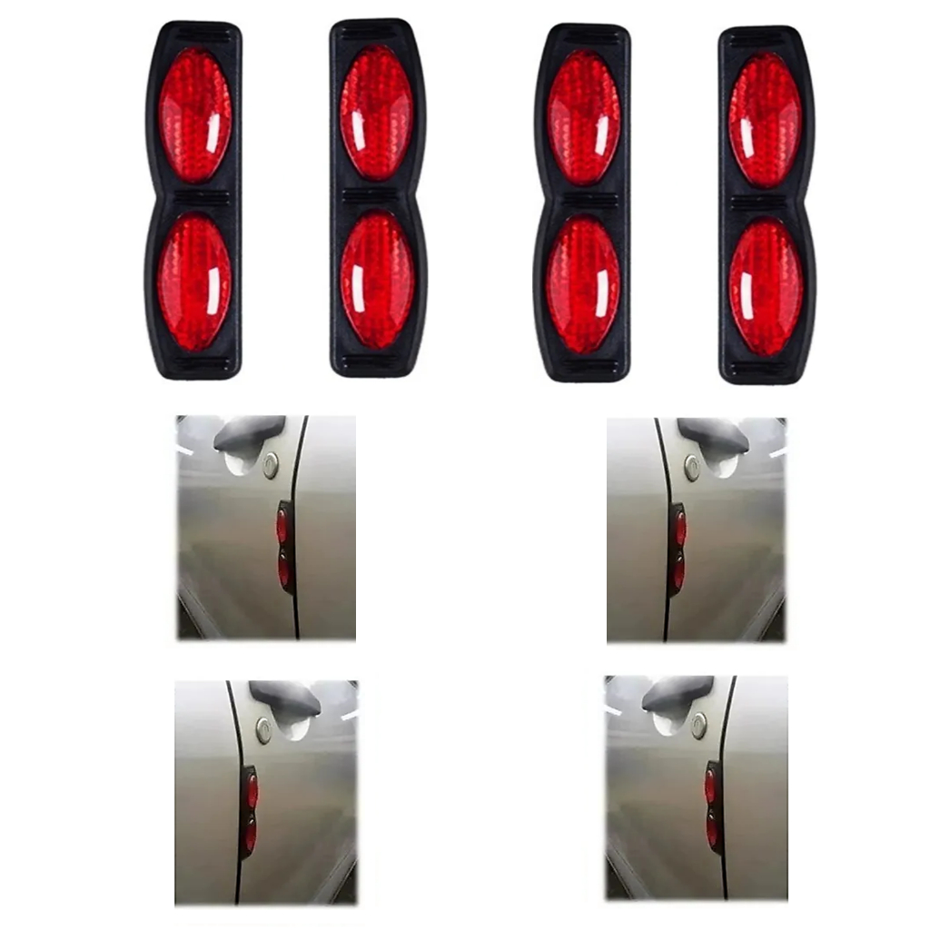 jogo Refletor Protetores lateral De Porta Olho de Gato Vermelho adesivo Para todos os modelos de Carro