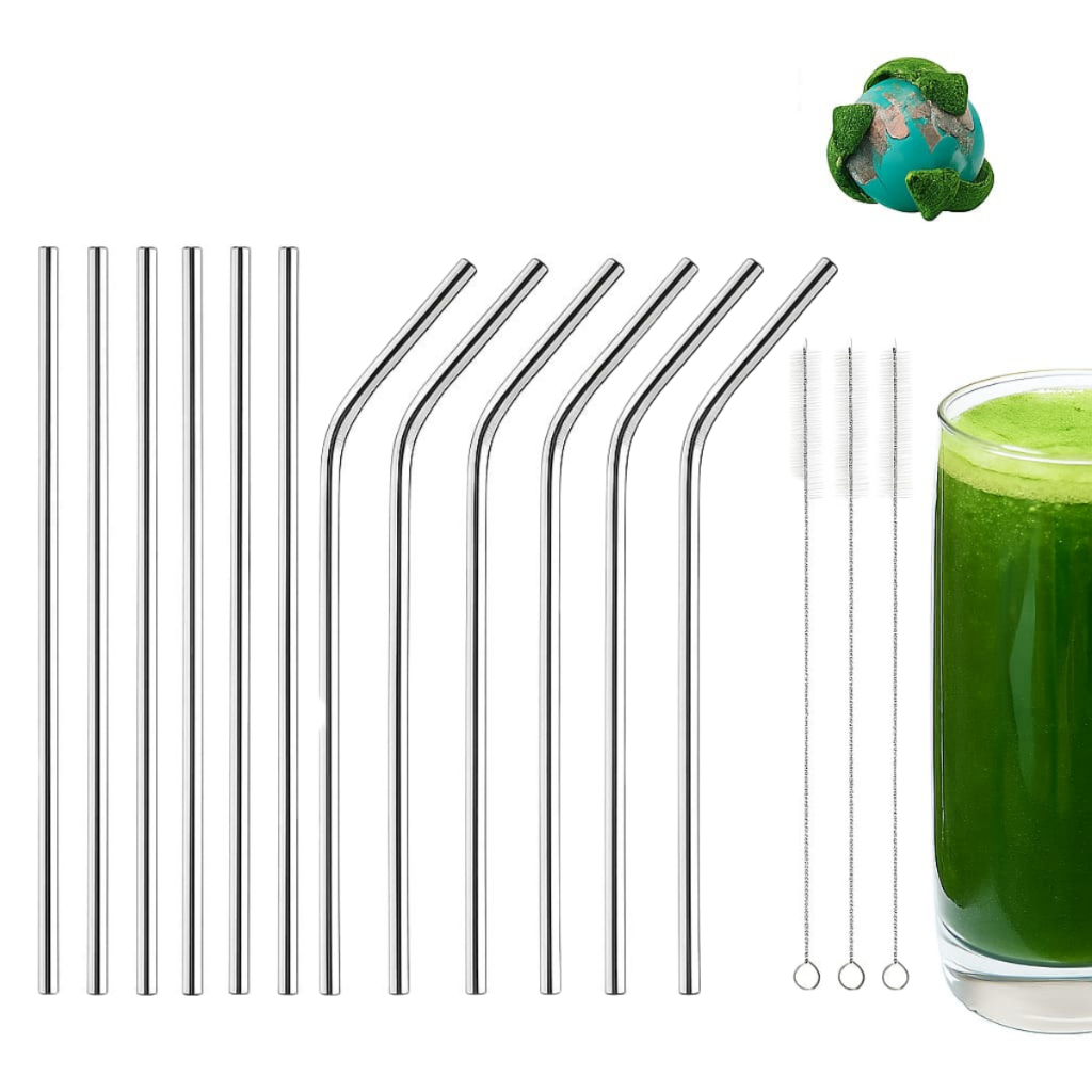 Kit Canudo Reto, Curvo e Escovinha Limpeza Inox Canudos Escovas Kit Canudo Reto, Curvo e Escovinha Limpeza Inox Canudos Escovas