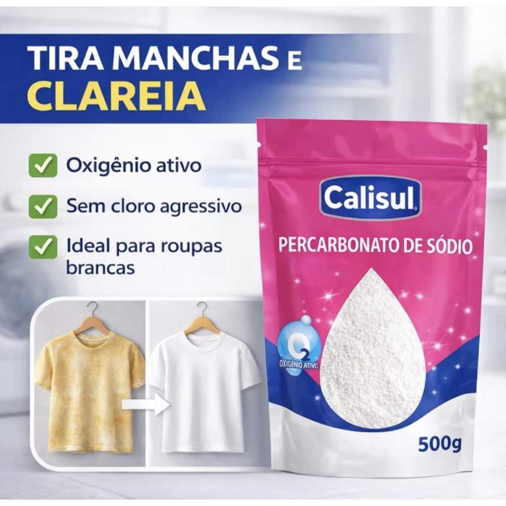 PERCARBONATO 500G - RETIRA MANCHAS - ROUPAS BRANCAS - LIMPEZA PROFUNDA - ROUPAS COLORIDAS - MULTIUSO