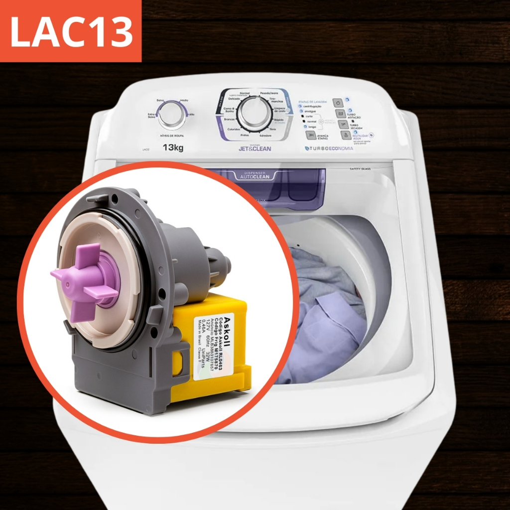 Eletrobomba Askoll 127/220v Lavadora Electrolux Lac13 13Kg - Drenagem de Água