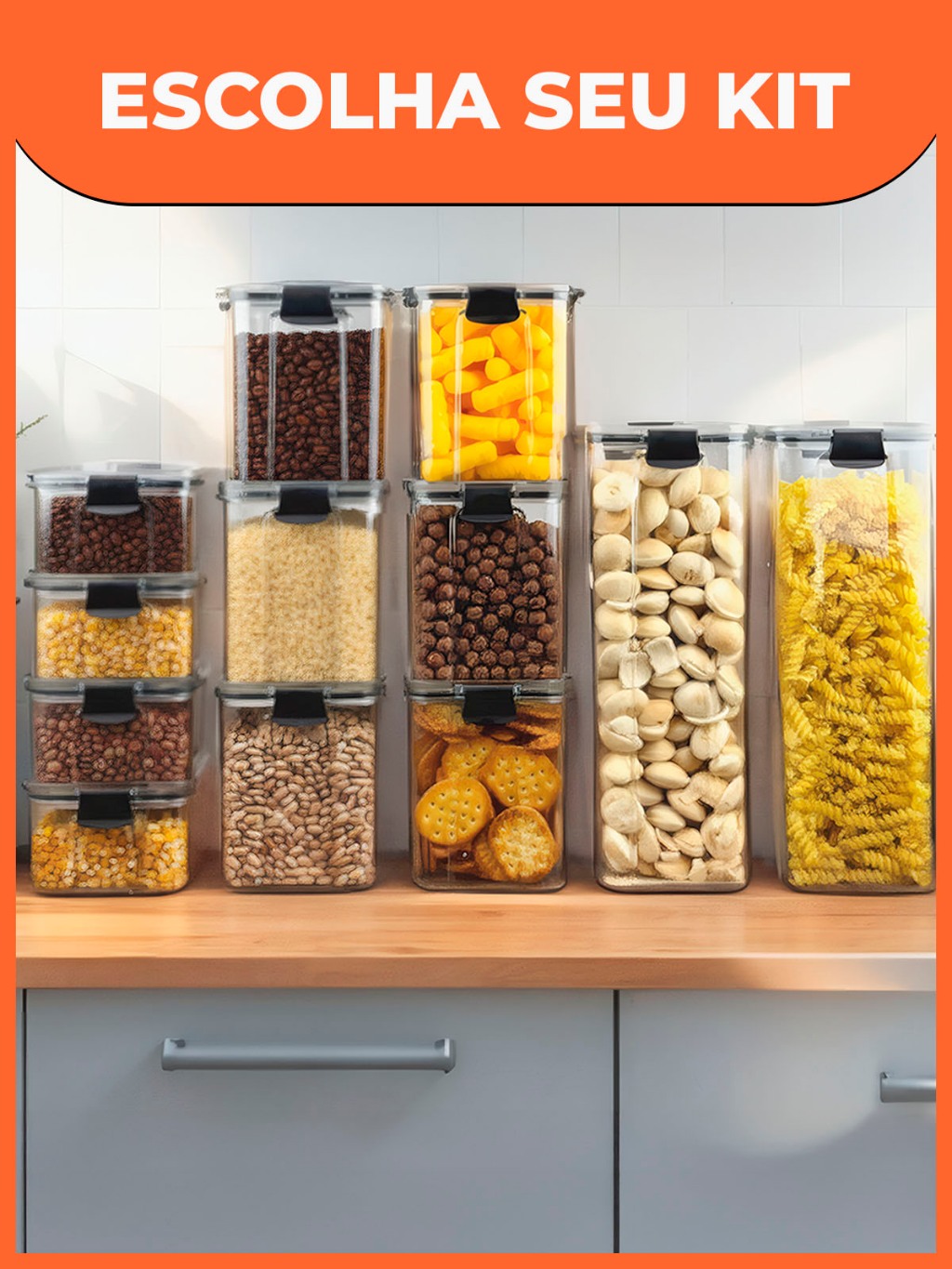 Kit Potes Herméticos Organizador de Mantimentos Transparente Com Trava BPA Free em Oferta na Shopee