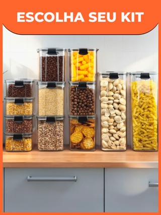 Kit Potes Herméticos Organizador de Mantimentos Transparente Com Trava BPA Free em Oferta na Shopee