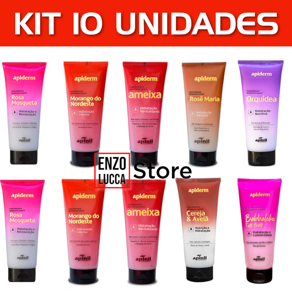 KIT 10 UNID LOÇÃO HIDRATANTE CORPORAL APIDERM APINIL