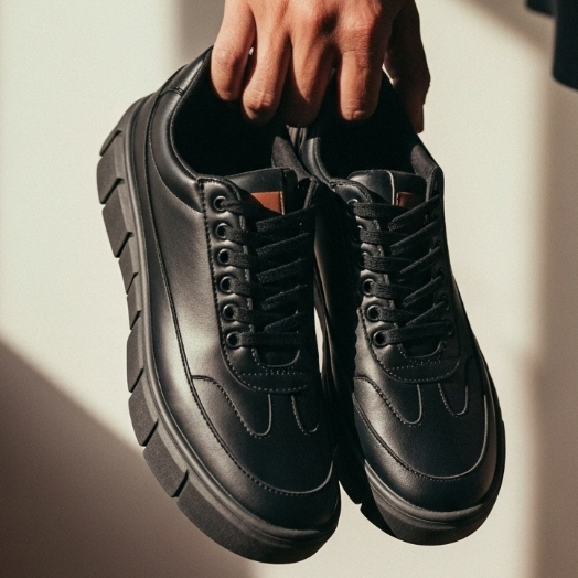 Tênis Social Masculino Preto Oversized Urbano Robusto Conforto Diário Moderno Sneaker Plataforma