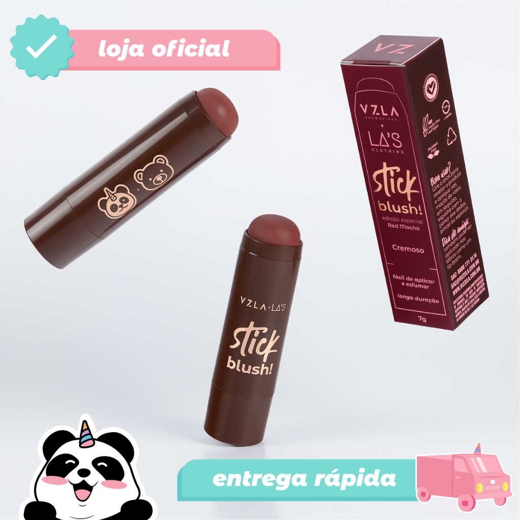 Blush Stick Red Mocha Cremoso Bastão Efeito Tint Longa Duração Vizzela + La's em Oferta na Shopee