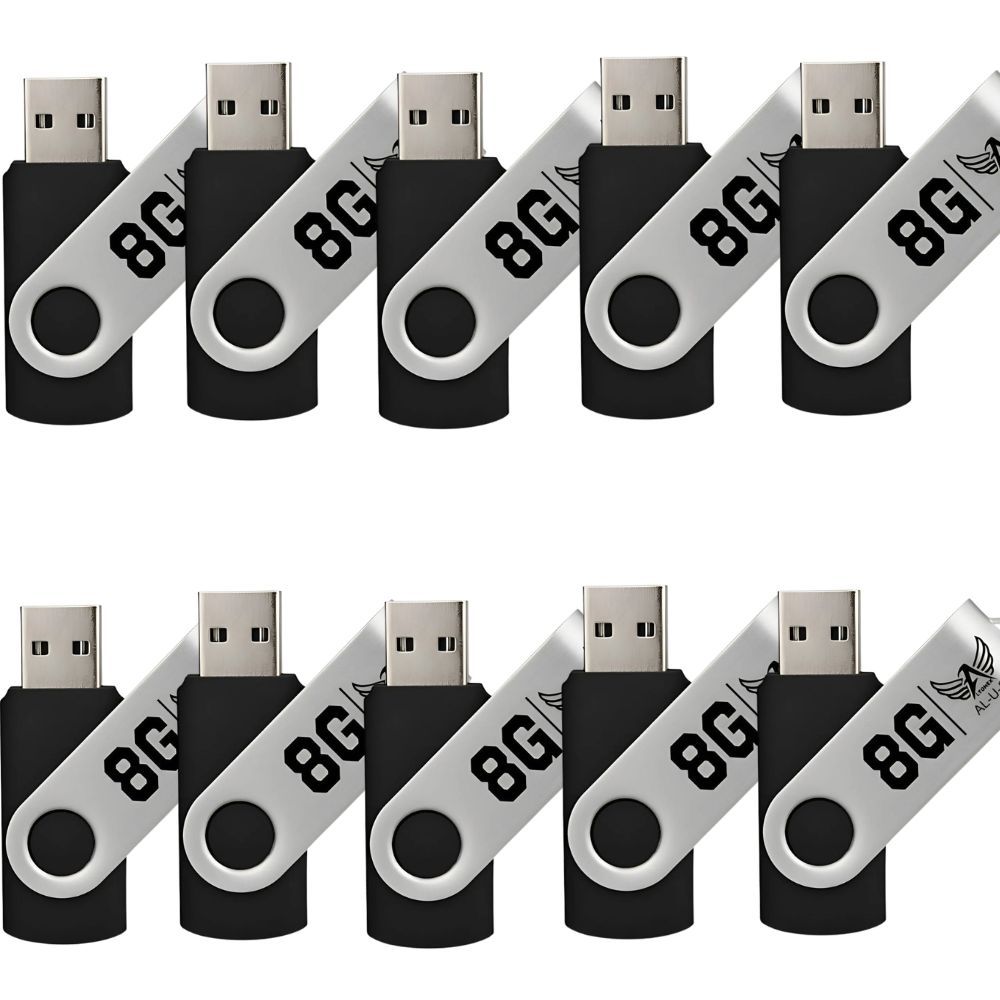 Kit 10 Pendrive 8GB Usb 2.0 Altomex AL-U-8 Preto e Prata