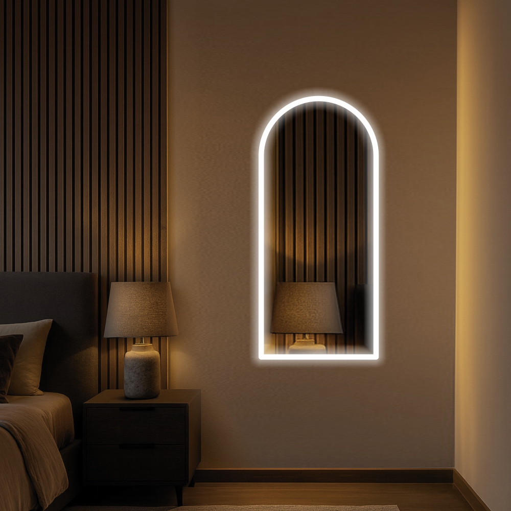 Espelho Orgânico Janela Led Jateado Borda Infinita Bivolt Sem Led Banheiro Quart