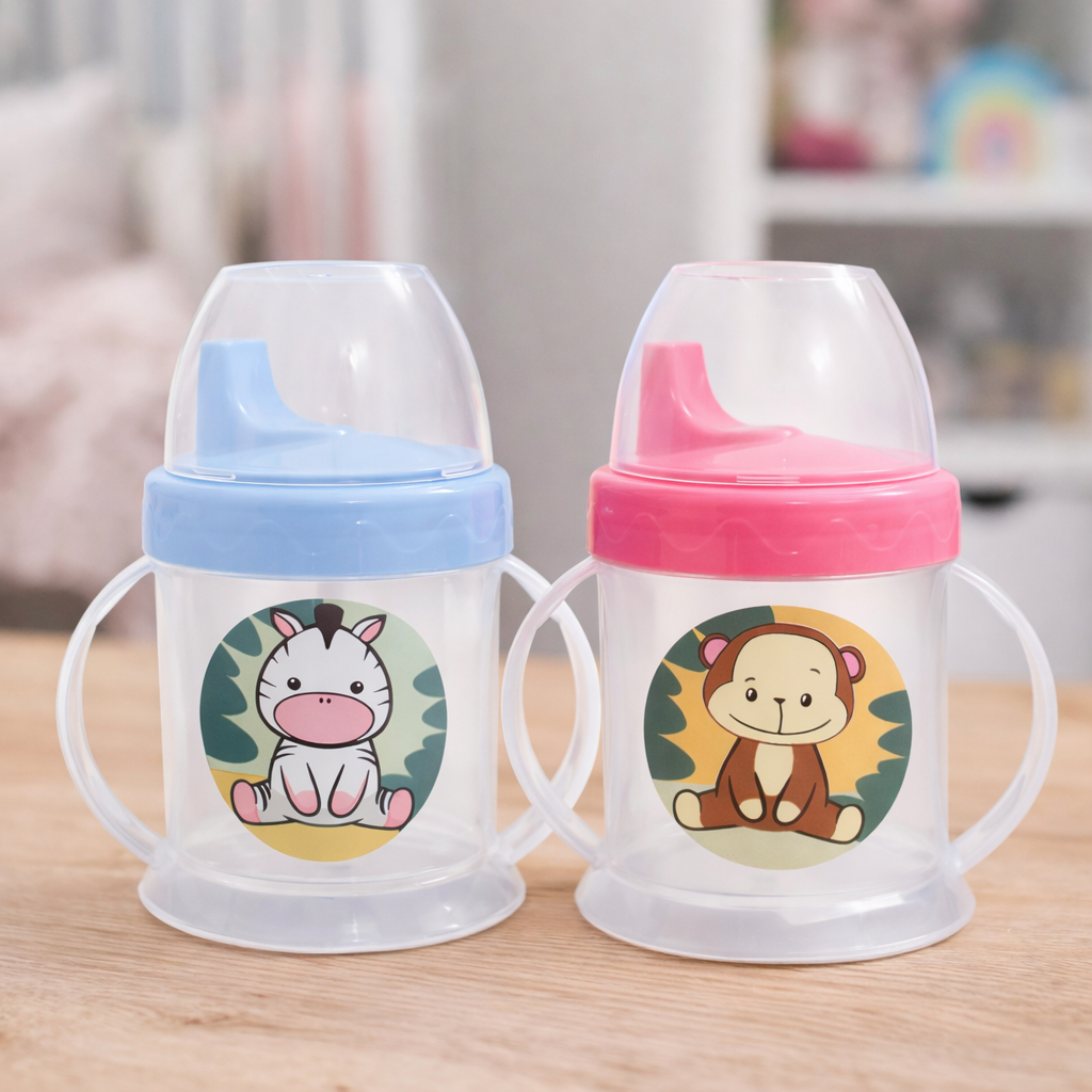 Copo de Treinamento Infantil 220ml com Alça Copo de Transição de Bico Antivazamento Livre de BPA Para Bebê