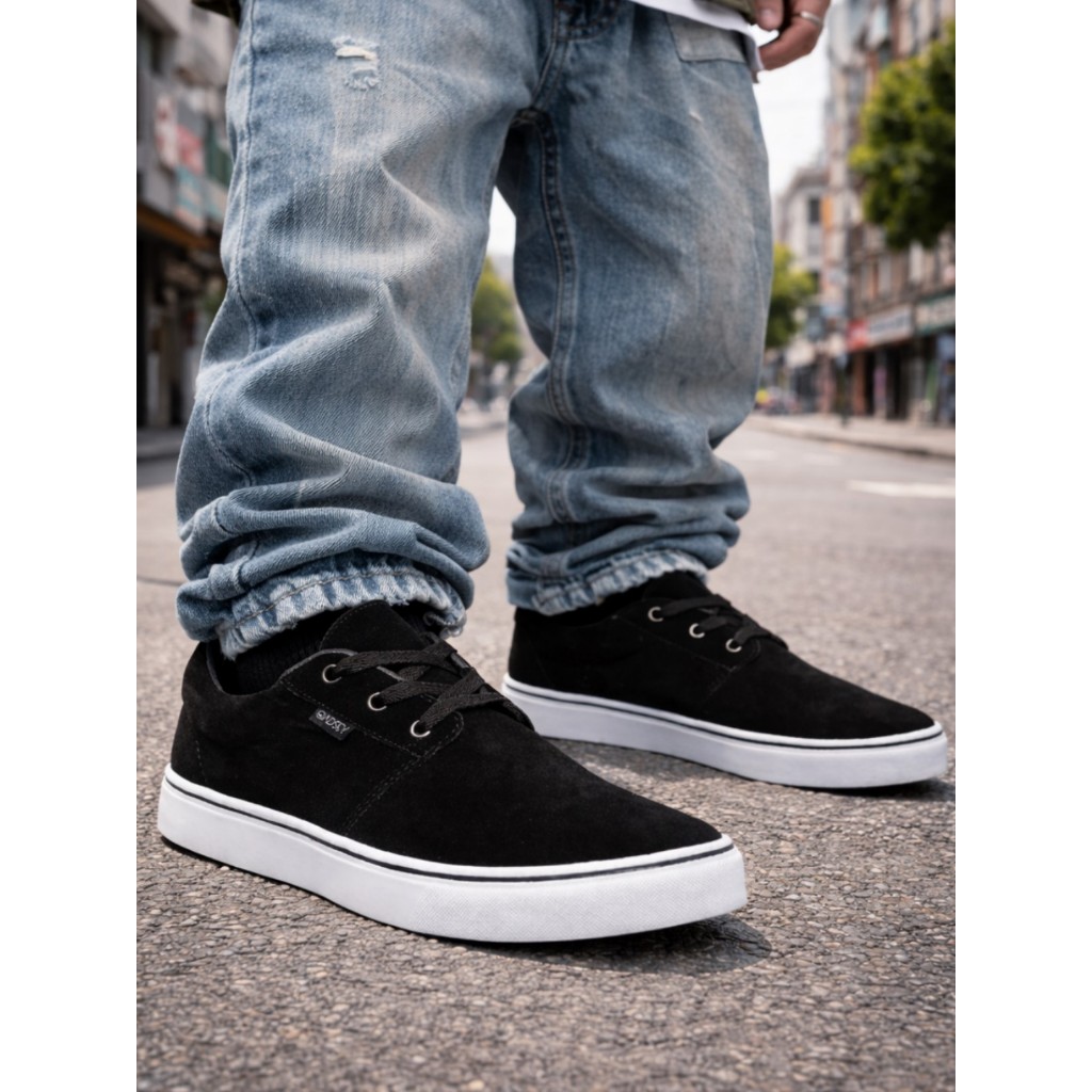 Tênis Skate Masculino Camurça Skatista Preto Confortável
