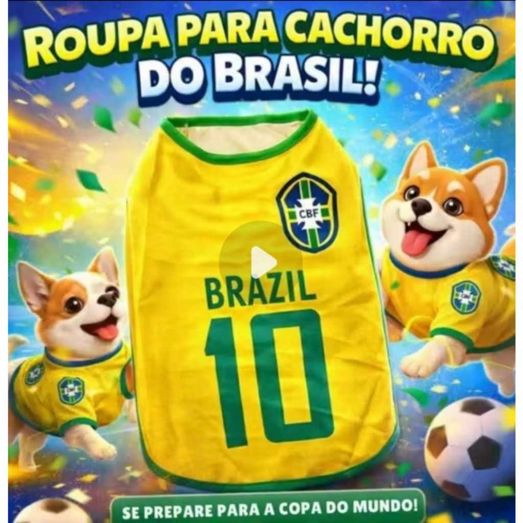 Roupa Para Cachorro Brasil Copa do Mundo