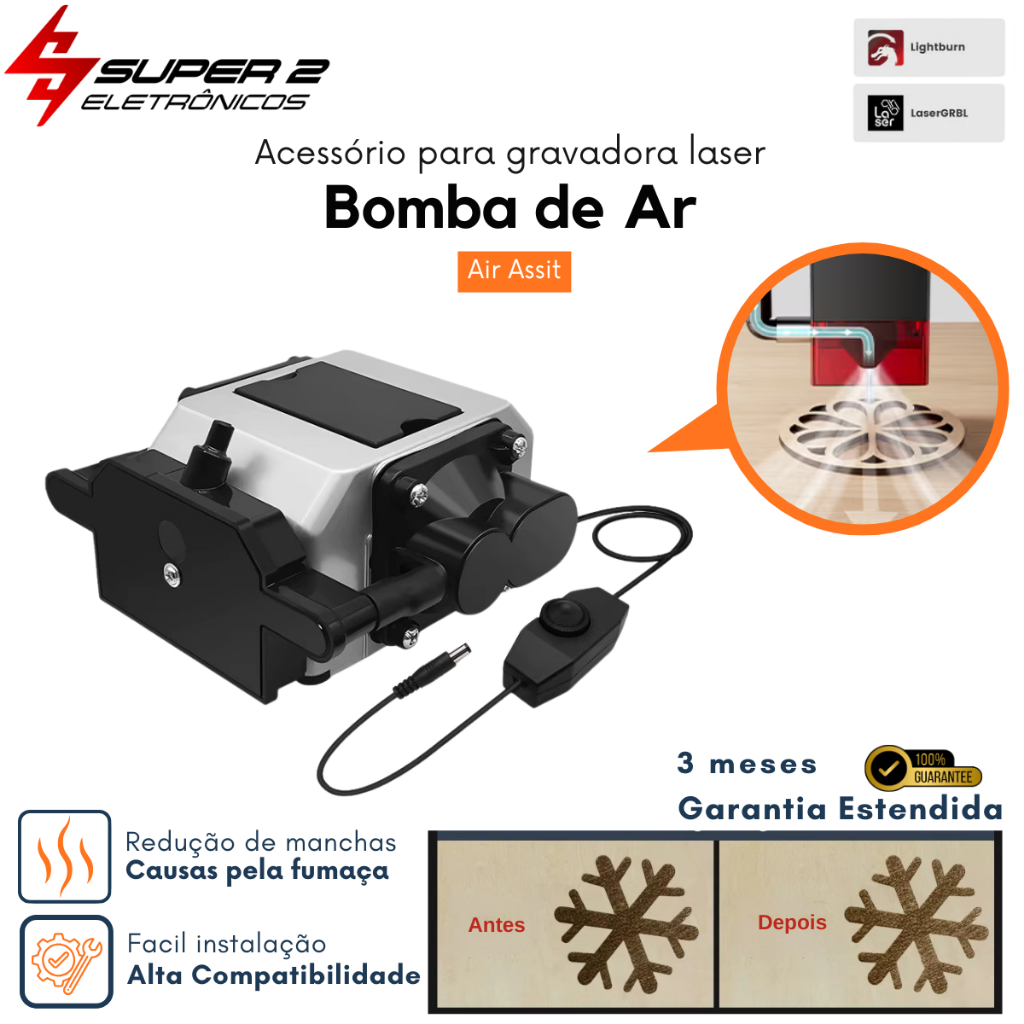 Bomba de Ar (Air Assist) Para Máquinas de Corte e Gravação a Laser Para Cortes + Limpos