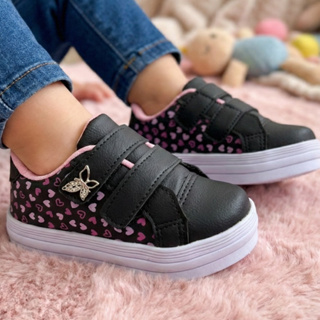 Tênis Feminino Infantil Borboleta com Fechamento Prático e Solado Seguro Estiloso para Meninas em Oferta na Shopee