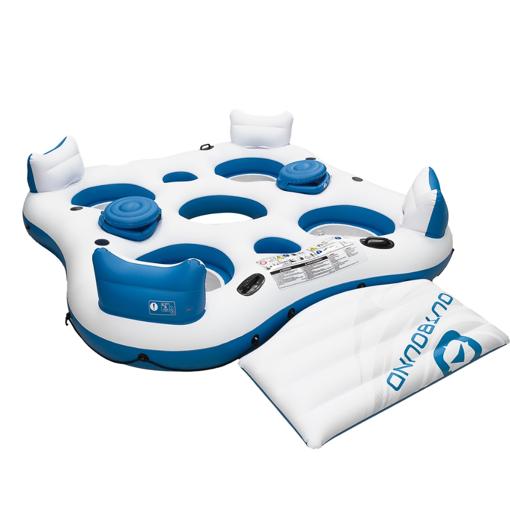 Boia Premium Ilha Flutuante Inflável 4 Pessoas + Coolers