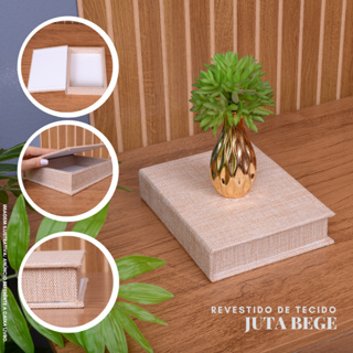 Caixa Livro P Fake MDF TECIDO JUTA Madeira Decorativa Porta Objeto Elegante em Oferta na Shopee