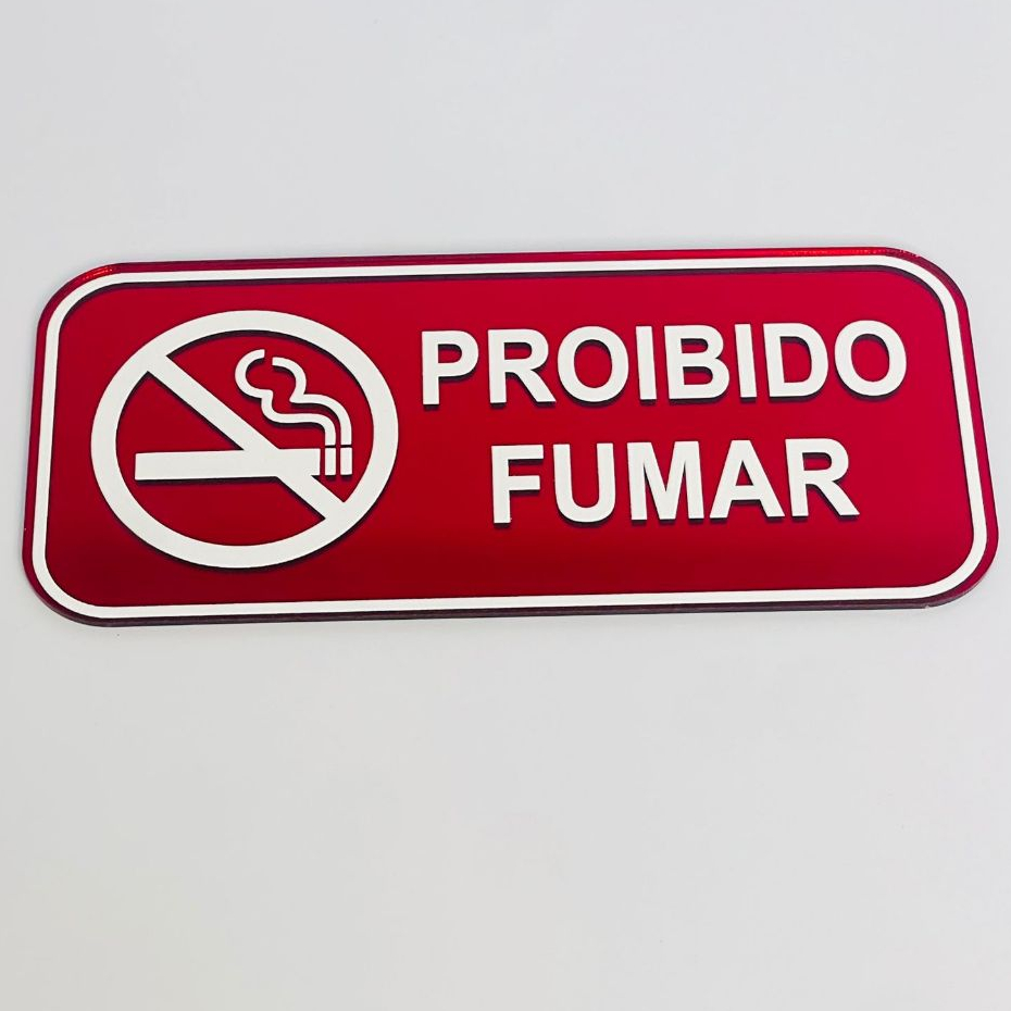 Aviso Placa Sinalização Proibido Fumar Acrílico Espelhado Impressão UV Ambiente em Oferta na Shopee