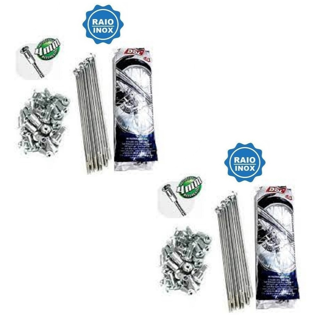 Jogo Raio Aço Inox 4mm Ddl Dianteiro / Traseiro Xtz 250 Lander / Tenere 250