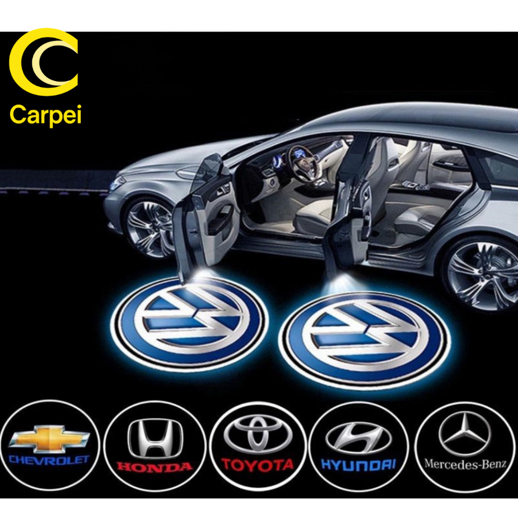 1 par Lâmpada LED Sem Fio Para Carro/Projetor De Luz Laser com Marca de Carro Universal Decorativo