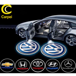 2 Pcs Lâmpada LED Sem Fio Para Carro/Projetor De Luz Laser com Marca de Carro Universal Decorativo