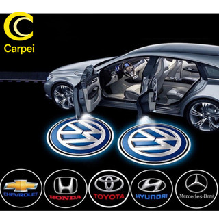 2 Pcs Lâmpada LED Sem Fio Para Carro/Projetor De Luz Laser com Marca de Carro Universal Decorativo