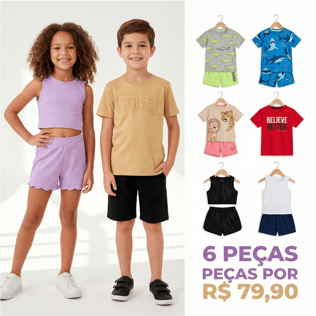 KIT 6 PEÇAS CONJUNTOS SORTIDOS - CONJUNTOS INFANTIS MENINO MENINA VERÃO INVERNO