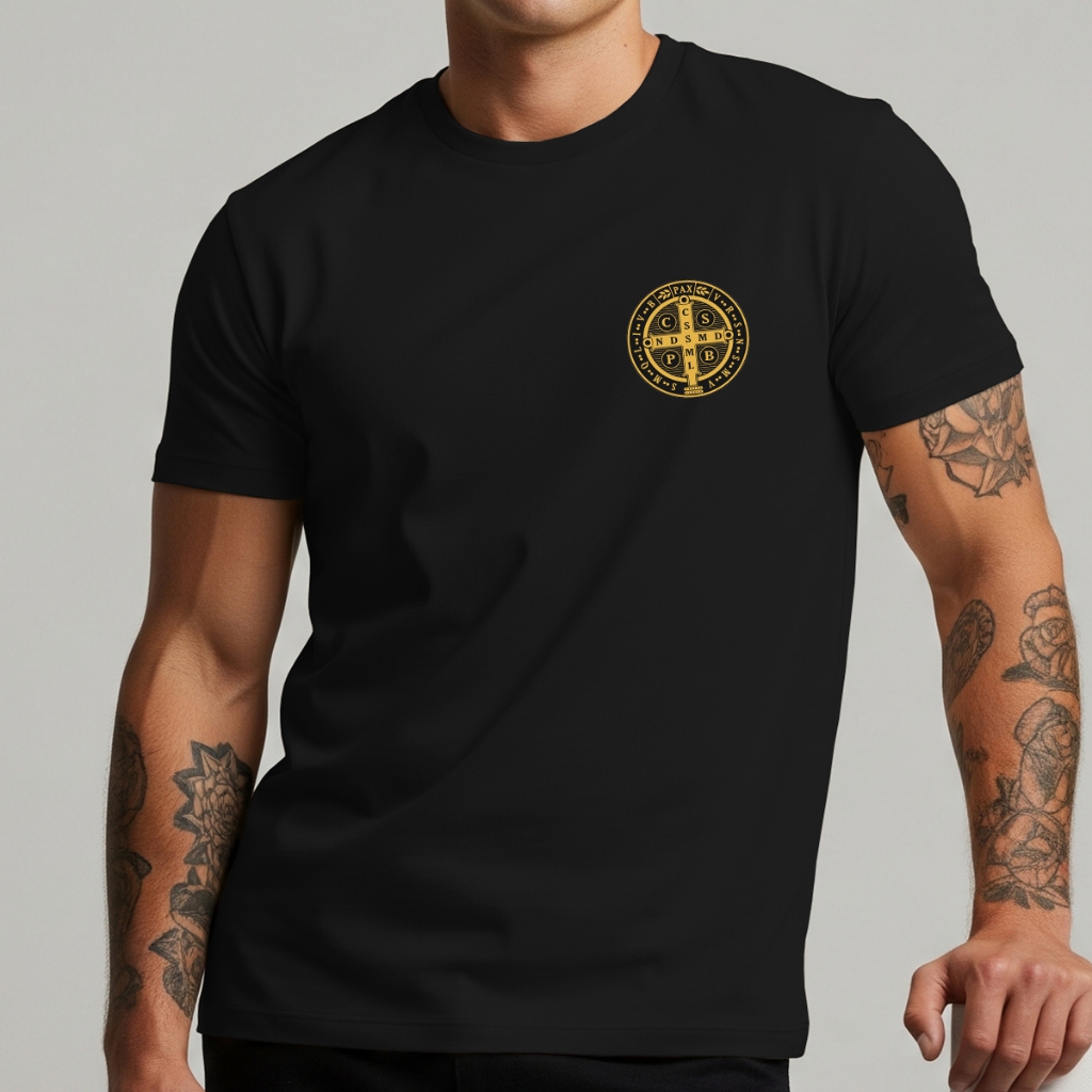 Camiseta Católica São Bento 100% Algodão — imagem 2 de 2