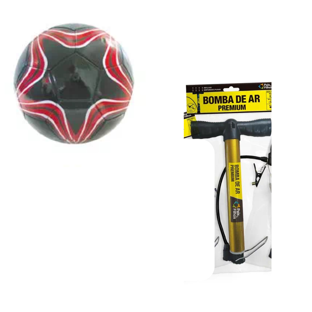 Kit Futebol Campo Pais & Filhos Bola + Bomba de Ar Manual