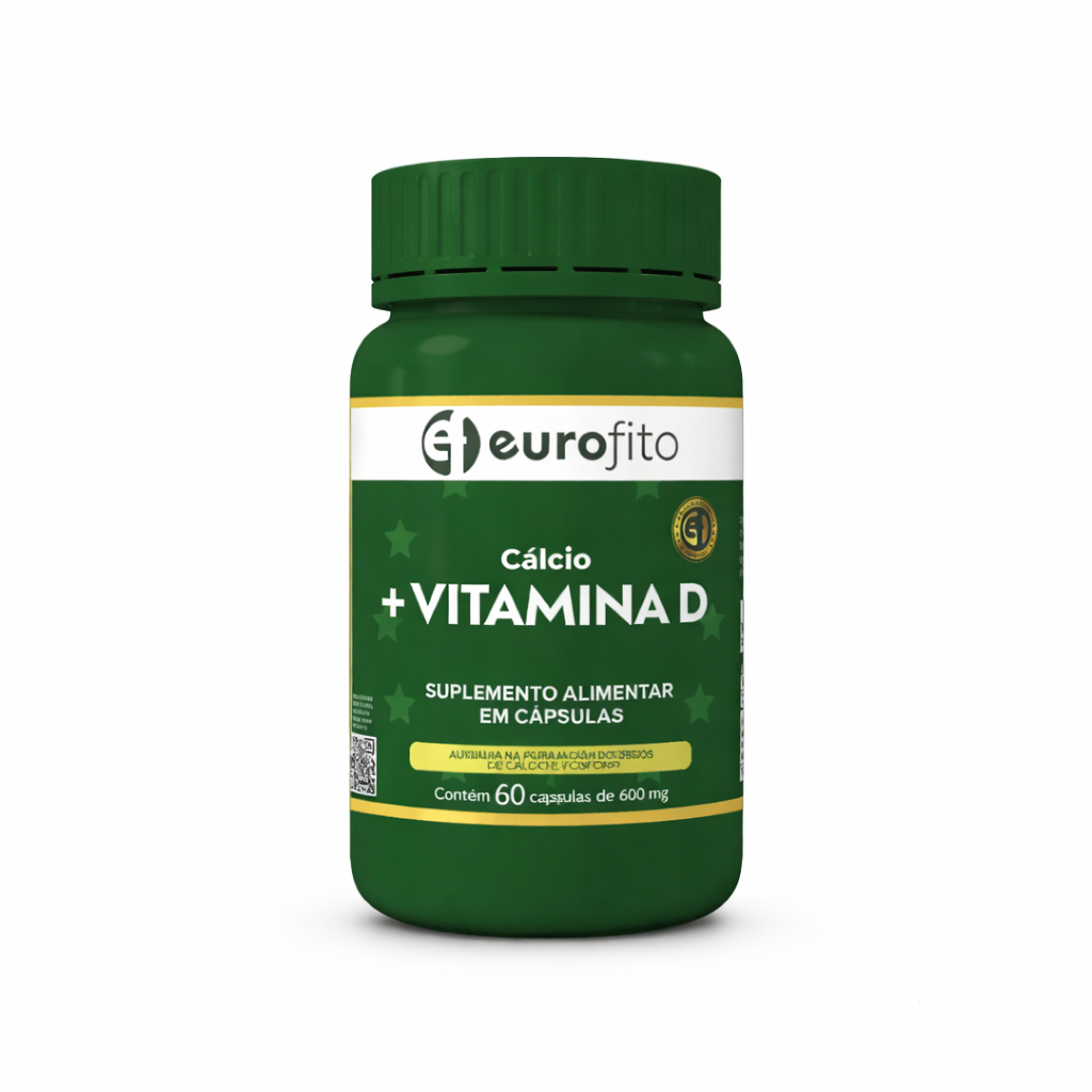 Cálcio + Vitamina D Eurofito 600mg 60 Cápsulas Suplemento Alimentar