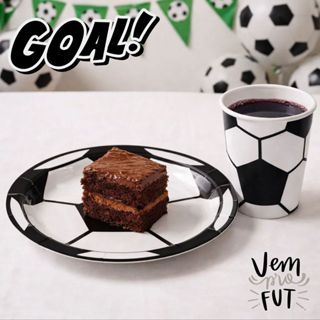 Kit Prato e Copo de Papel Futebol Bola Premium Ecológico Decoração Aniversário em Oferta na Shopee