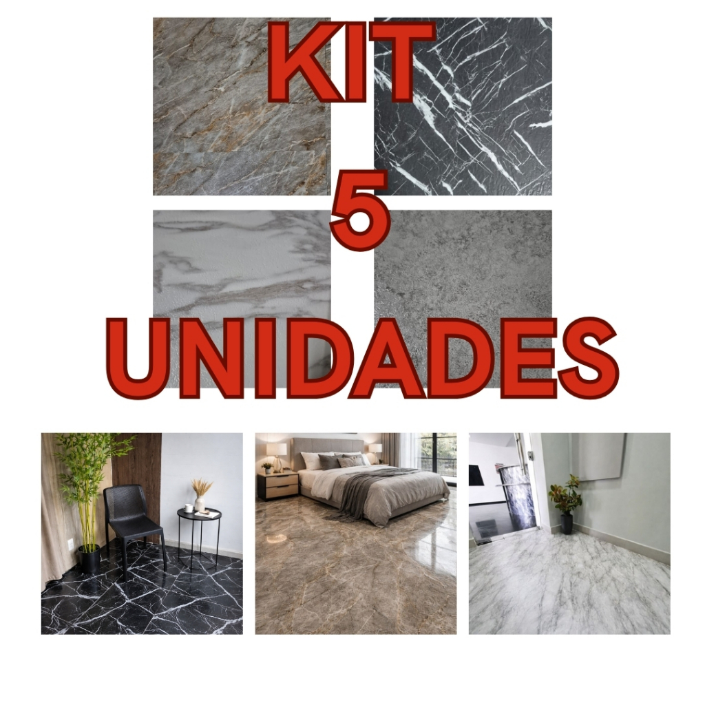 Piso Pvc Autocolante 45cm X 45cm 05 Unidades = 1m2