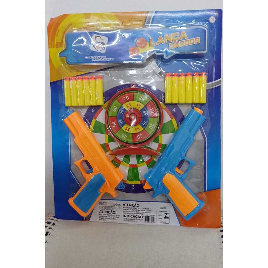 Brinquedo Kit Lança Dardos com Alvo 15 Peças Pica-Pau Brinquedos