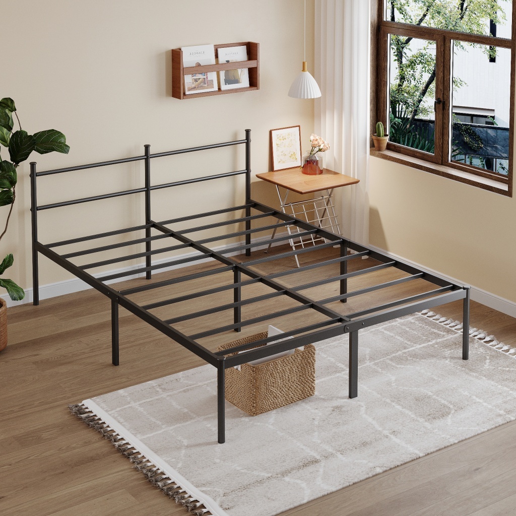 Estrado De Metal Para Cama De Casal /Cama de Solteiro, Fácil De Instalar e Dobrável Com Suportes De Ripas De Aço