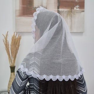 Véu Ccb Congregação Cristã Renda Guipir Floral Adulto (mod. Larissa) em Oferta na Shopee