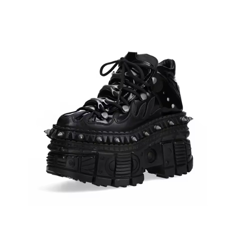 tênis Vetements New rock couro legítimo plataforma alta preto spikes novo