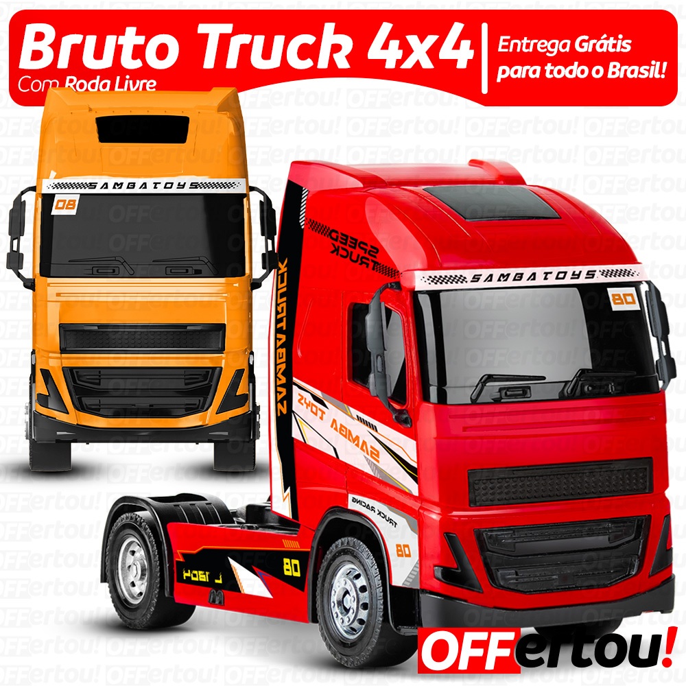 Caminhão de Brinquedo Infantil Carrinho Bruto Truck Iveco Racing Roda Livre Realista Colecionável 4x4