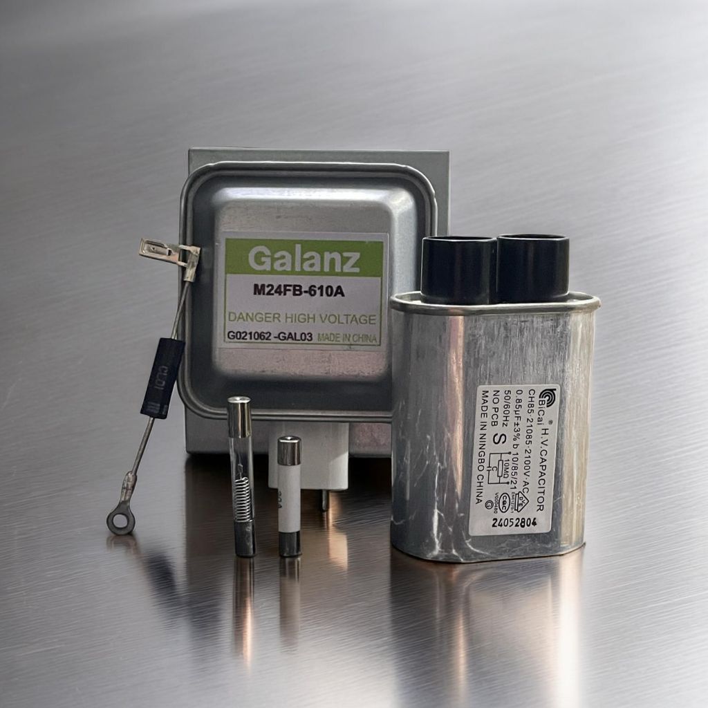 Kit Alta tensao Microondas Magnetron M24FB-610A + Capacitor 0,85uf + Diodo+ Fusivel Ceramica 20A + Fusivel de Vidro 0.8A