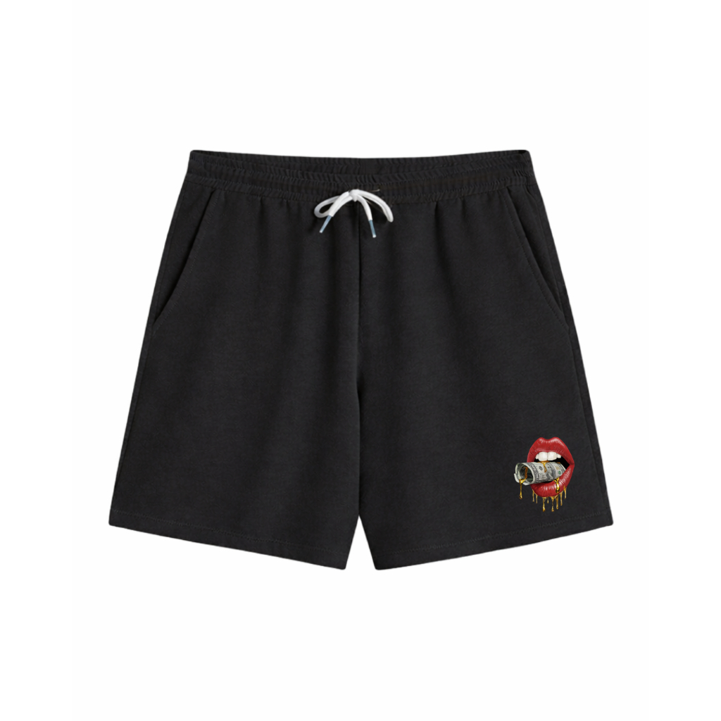 Bermuda Short Moletom Boca Dourada Cifrão Streetwear Short Masculino 100% Algodão