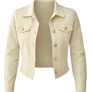 Jaqueta Jeans Feminina Denim Bege Manga Longa Linha Premium em Oferta na Shopee