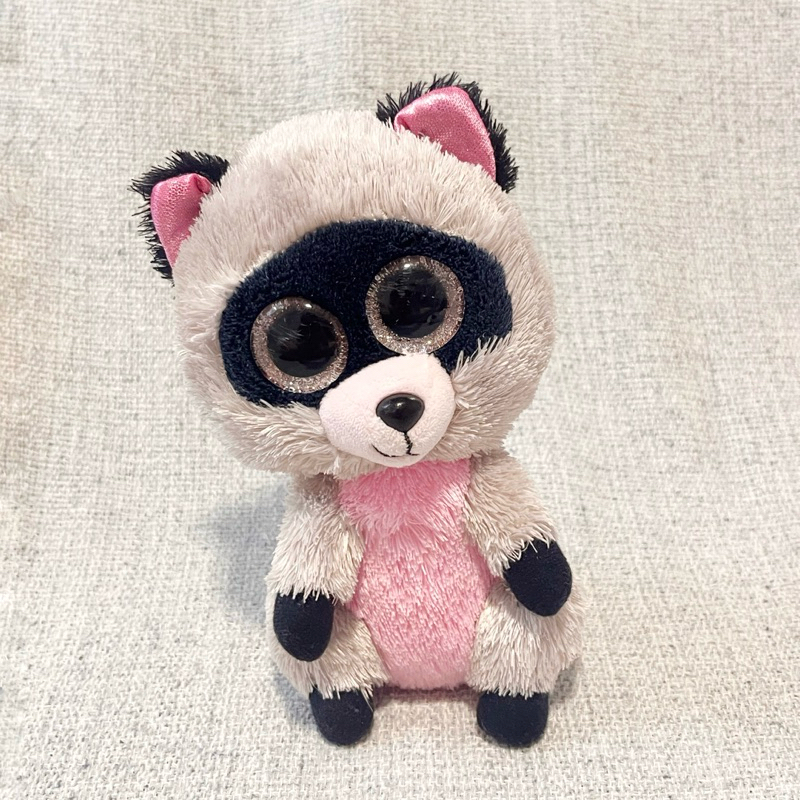 Beanie Boo Pelúcia Guaxinim Cinza - Usado