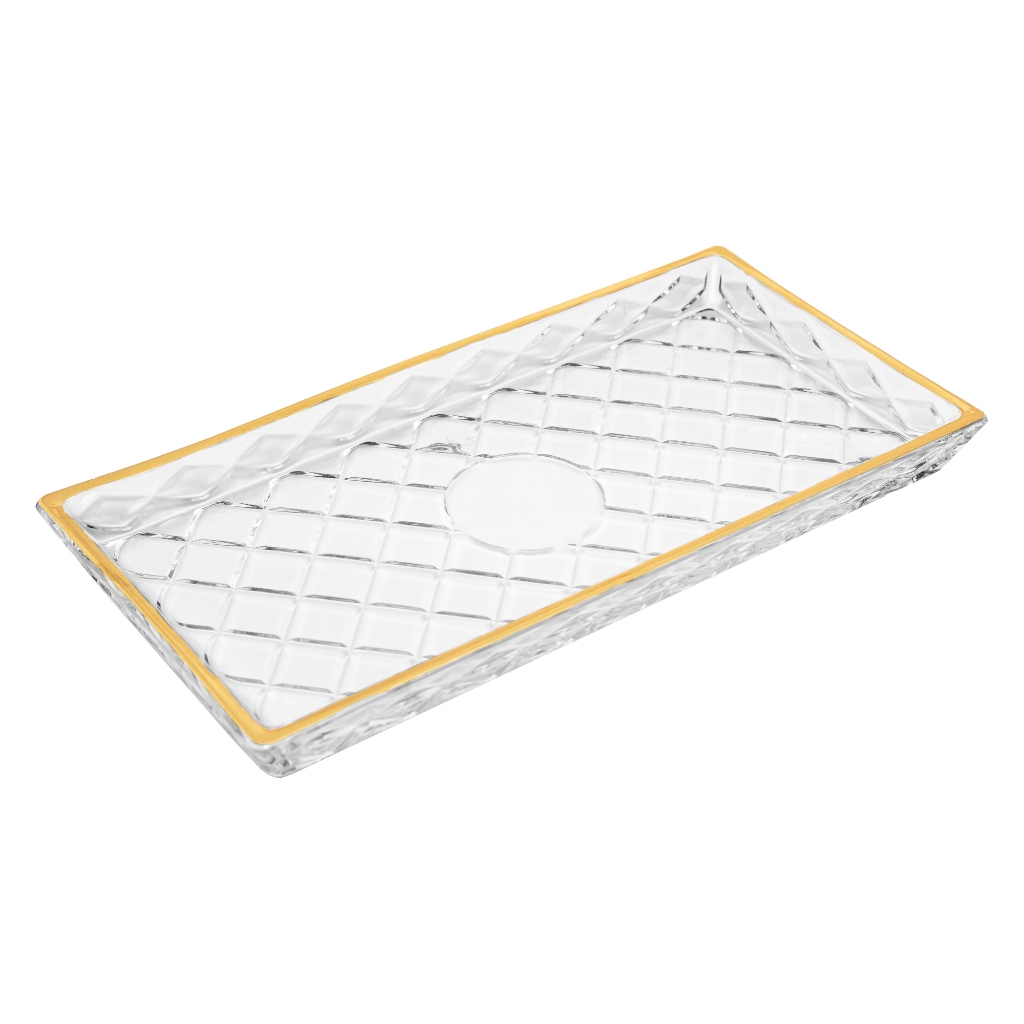 Travessa para Servir de Cristal com Fio de Ouro Deli Diamond - Lyor em Oferta na Shopee
