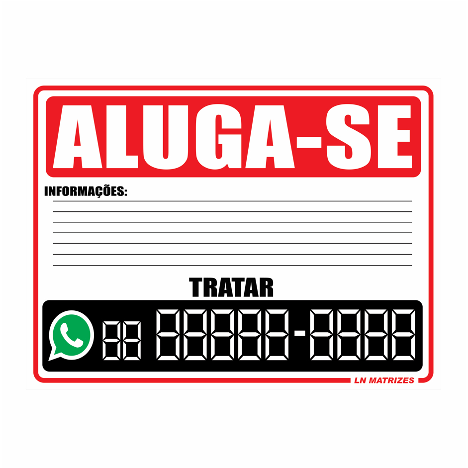 Placa Aluga-se - Informações e Telefone - 20x30 e 30x40 em Oferta na Shopee